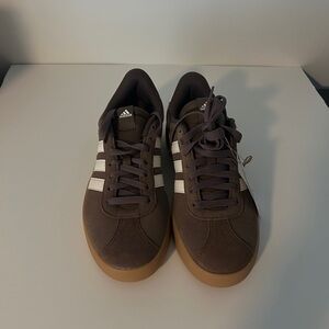 Adidas Brown and White Low-Top Sneakers